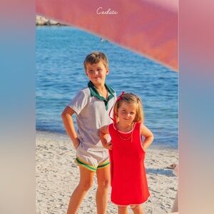 2 pc set CADETS Casita Terry Shorts and Polo Retro Set